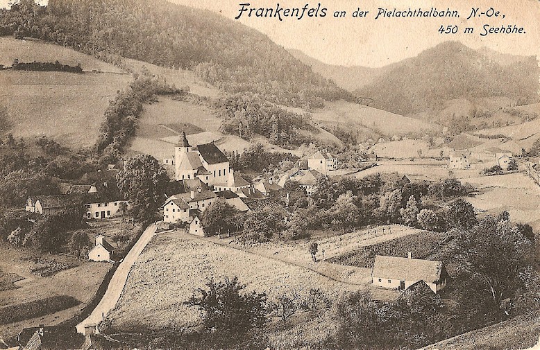Postkarte aus dem Jahr 1908 mit Blick auf Frankenfels als Motiv